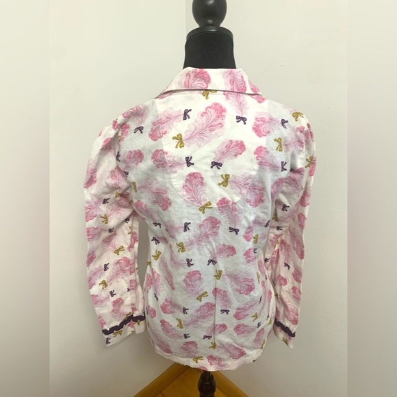 Victoria’s Secret Vintage Feather & Bow Cotton Pajama Set XS Pink Purple - Picture 3 of 11